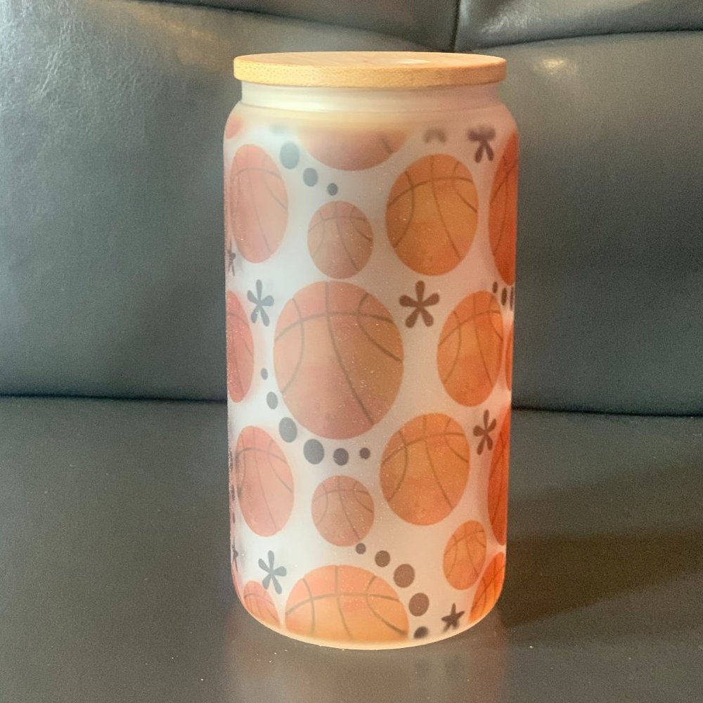 Basketball Frosted Glass Cup